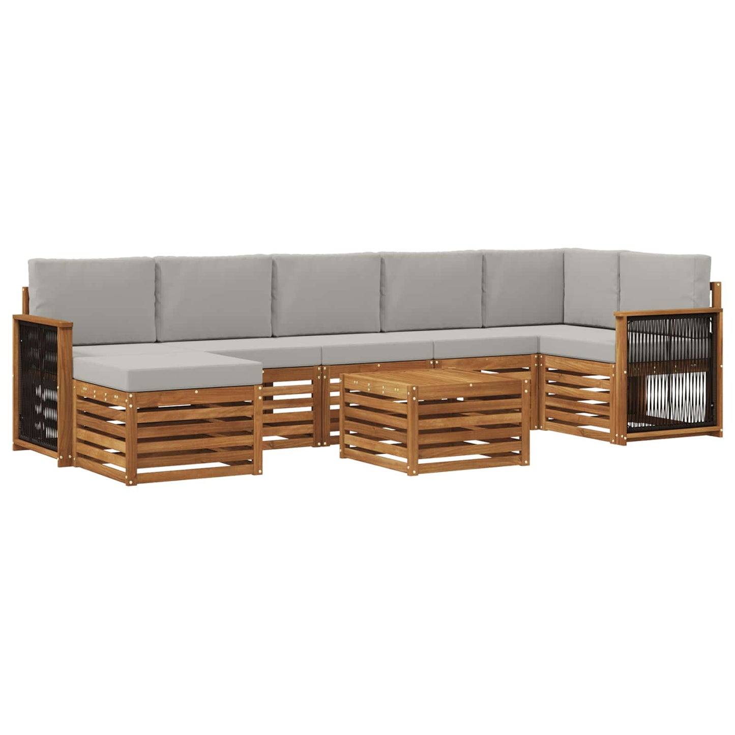 Buiten bankenset met kussen 7 pcs Naturel en lichtgrijs is nu te koop bij PeponiXL, paradijselijk wonen!