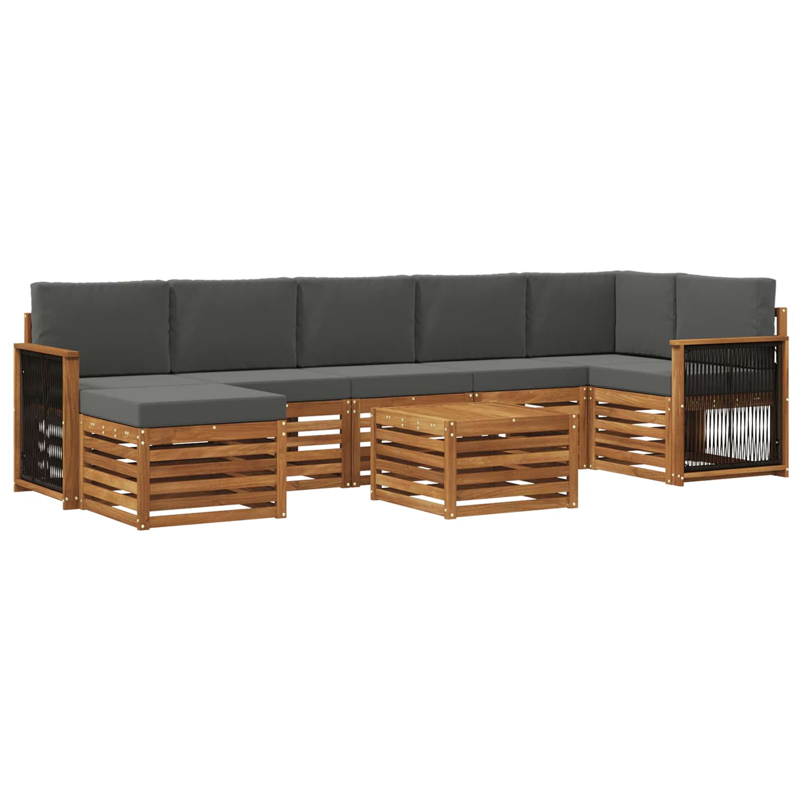 Buiten bankenset met kussen 7 pcs Natuurlijk en Antraciet is nu te koop bij PeponiXL, paradijselijk wonen!