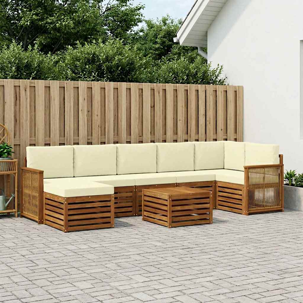Buiten bankenset met kussen 7 pcs Natuurlijk en Crème is nu te koop bij PeponiXL, paradijselijk wonen!