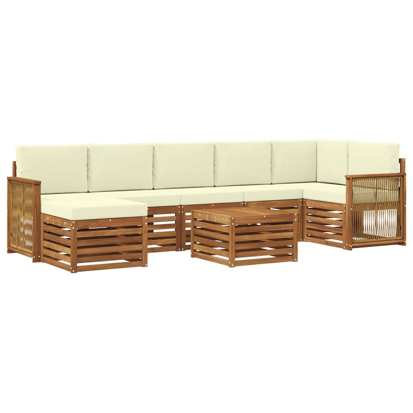 Buiten bankenset met kussen 7 pcs Natuurlijk en Crème is nu te koop bij PeponiXL, paradijselijk wonen!