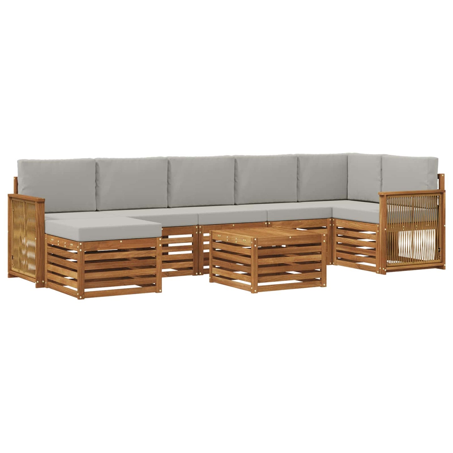 Buiten bankenset met kussen 7 pcs Naturel en lichtgrijs is nu te koop bij PeponiXL, paradijselijk wonen!