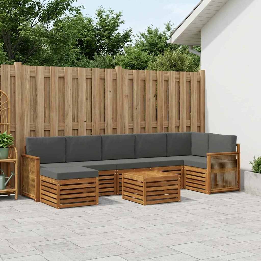 Buiten bankenset met kussen 7 pcs Natuurlijk en Antraciet is nu te koop bij PeponiXL, paradijselijk wonen!