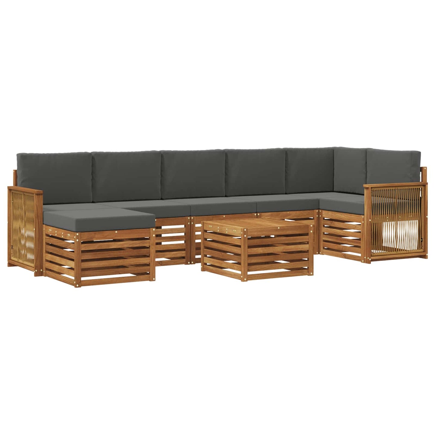 Buiten bankenset met kussen 7 pcs Natuurlijk en Antraciet is nu te koop bij PeponiXL, paradijselijk wonen!