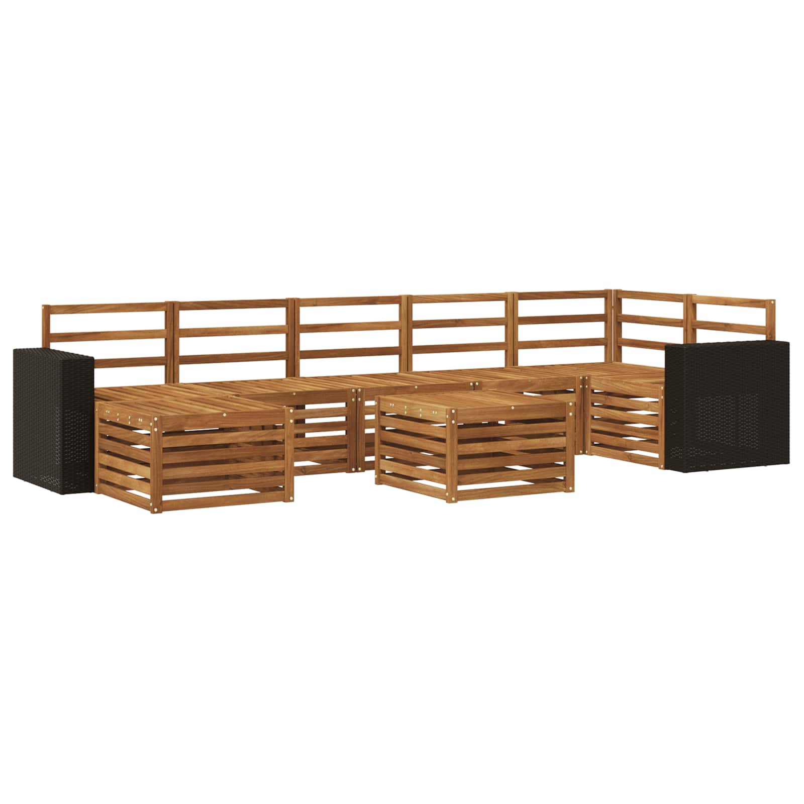 Buiten bankenset 8 pcs Naturel Massief Acaciahout is nu te koop bij PeponiXL, paradijselijk wonen!