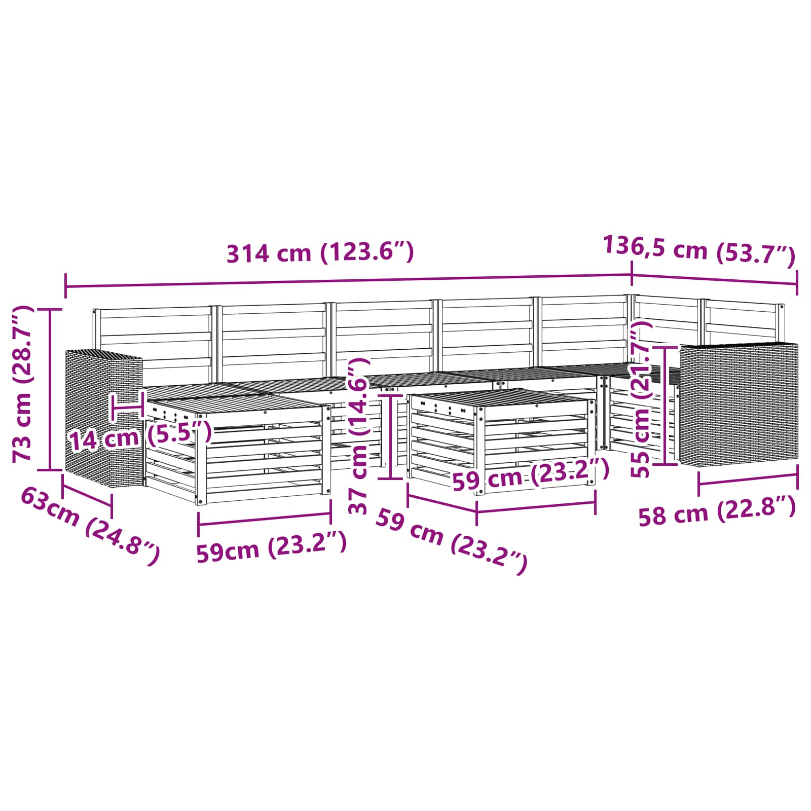 Buiten bankenset 8 pcs Naturel Massief Acaciahout is nu te koop bij PeponiXL, paradijselijk wonen!