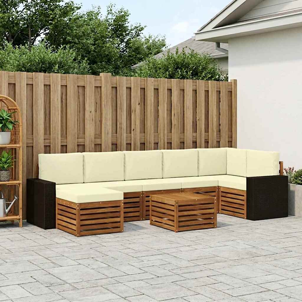 Buiten bankenset met kussen 8 pcs Natuurlijk en Crème is nu te koop bij PeponiXL, paradijselijk wonen!