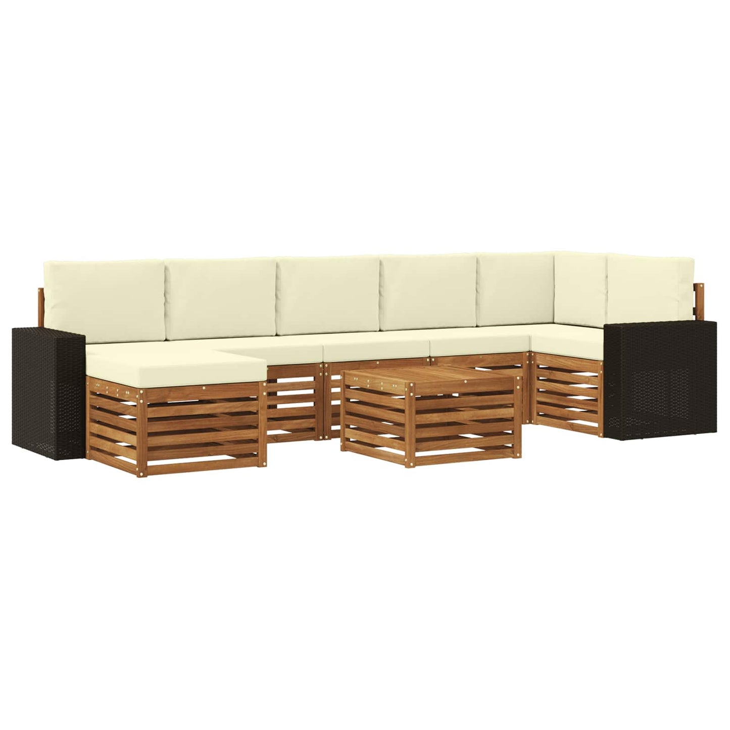 Buiten bankenset met kussen 8 pcs Natuurlijk en Crème is nu te koop bij PeponiXL, paradijselijk wonen!