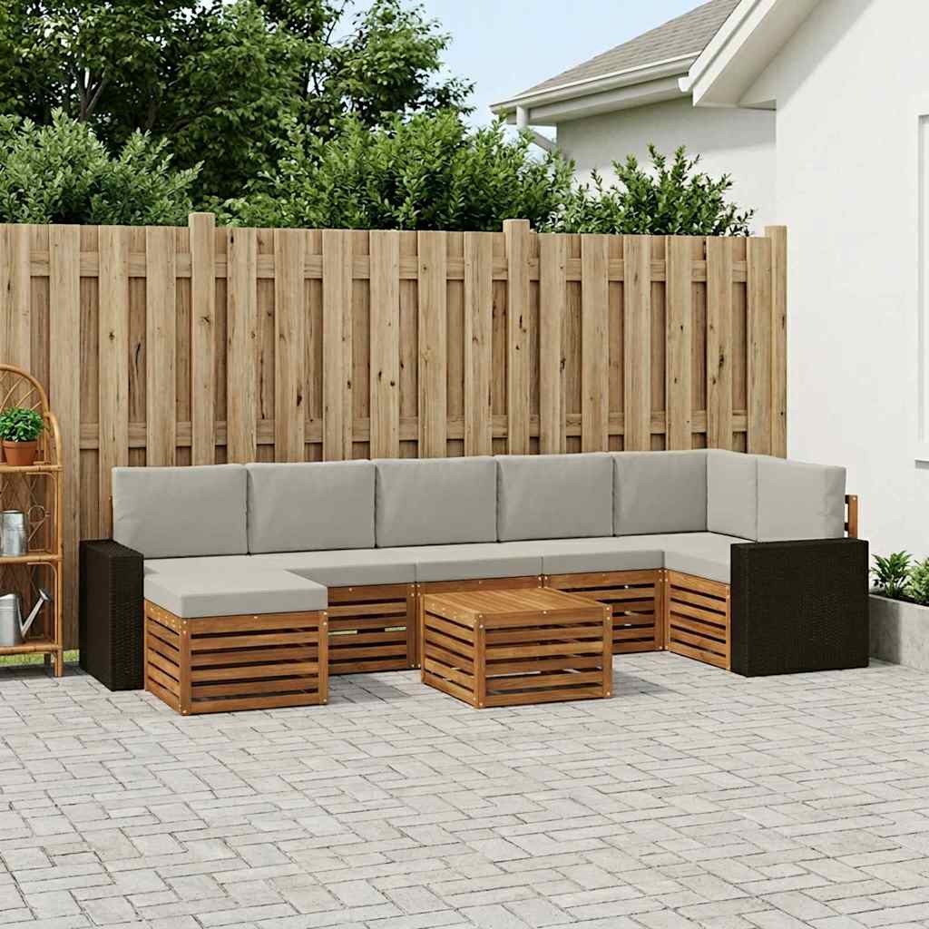 Buiten bankenset met kussen 8 pcs Naturel en lichtgrijs is nu te koop bij PeponiXL, paradijselijk wonen!