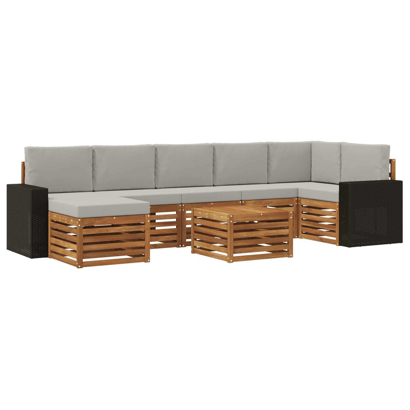 Buiten bankenset met kussen 8 pcs Naturel en lichtgrijs is nu te koop bij PeponiXL, paradijselijk wonen!