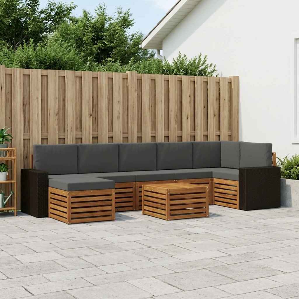Buiten bankenset met kussen 8 pcs Natuurlijk en Antraciet is nu te koop bij PeponiXL, paradijselijk wonen!