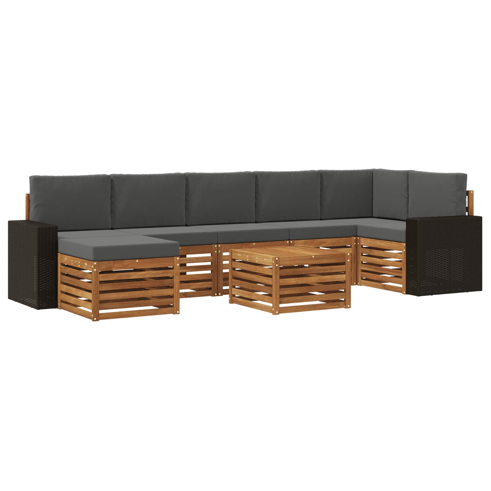 Buiten bankenset met kussen 8 pcs Natuurlijk en Antraciet is nu te koop bij PeponiXL, paradijselijk wonen!
