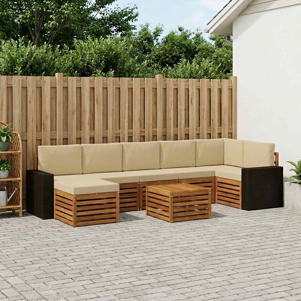 Buiten bankenset met kussen 8 pcs Natuurlijk en Beige is nu te koop bij PeponiXL, paradijselijk wonen!
