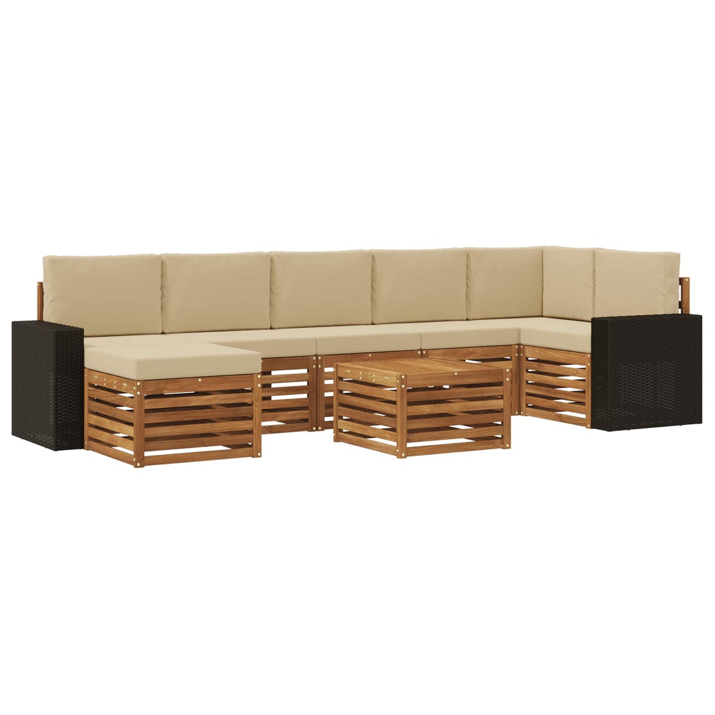 Buiten bankenset met kussen 8 pcs Natuurlijk en Beige is nu te koop bij PeponiXL, paradijselijk wonen!