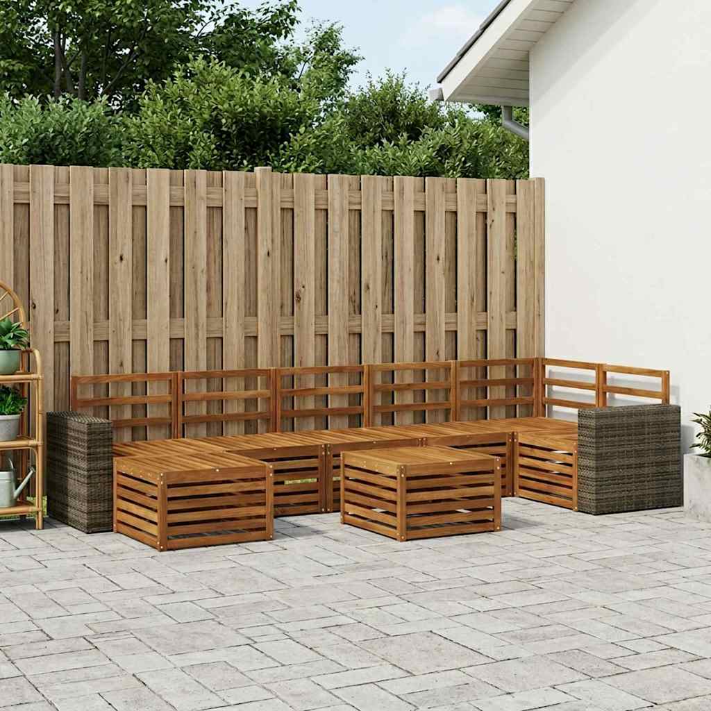 Buiten bankenset 8 pcs Naturel Massief Acaciahout is nu te koop bij PeponiXL, paradijselijk wonen!