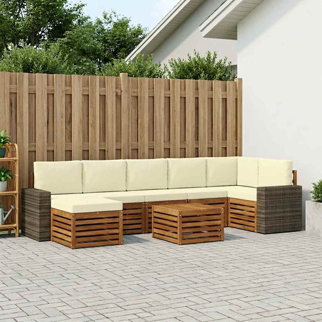Buiten bankenset met kussen 8 pcs Natuurlijk en Crème is nu te koop bij PeponiXL, paradijselijk wonen!