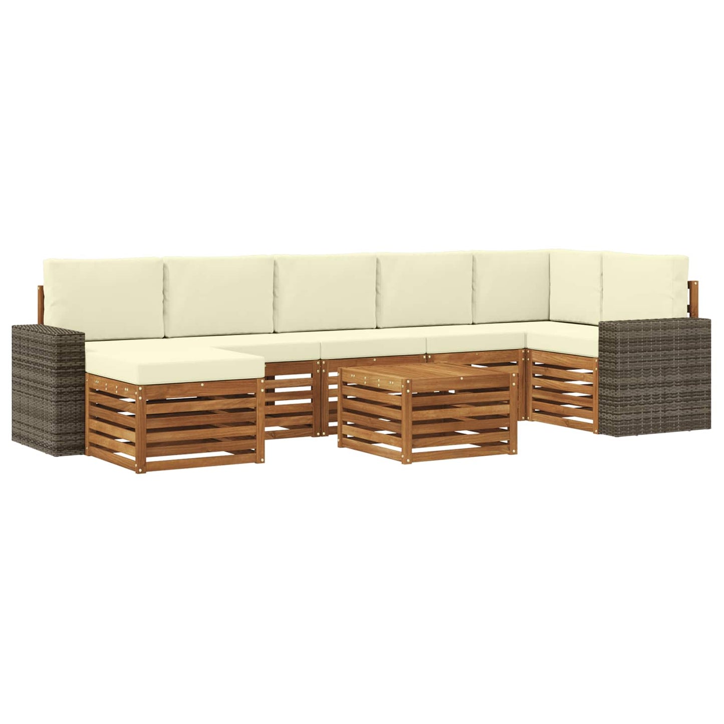 Buiten bankenset met kussen 8 pcs Natuurlijk en Crème is nu te koop bij PeponiXL, paradijselijk wonen!