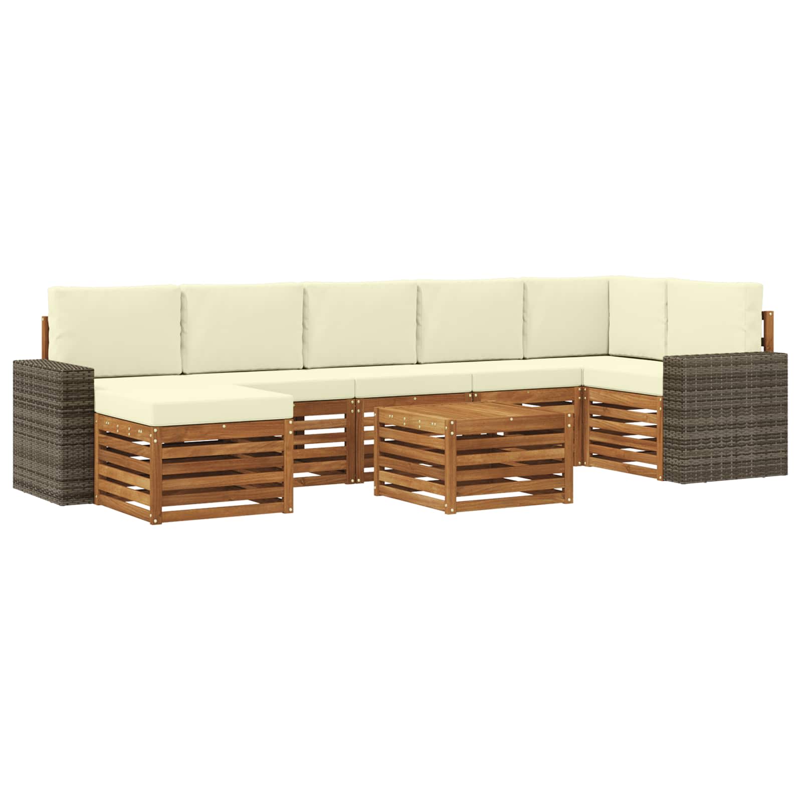 Buiten bankenset met kussen 8 pcs Natuurlijk en Crème is nu te koop bij PeponiXL, paradijselijk wonen!