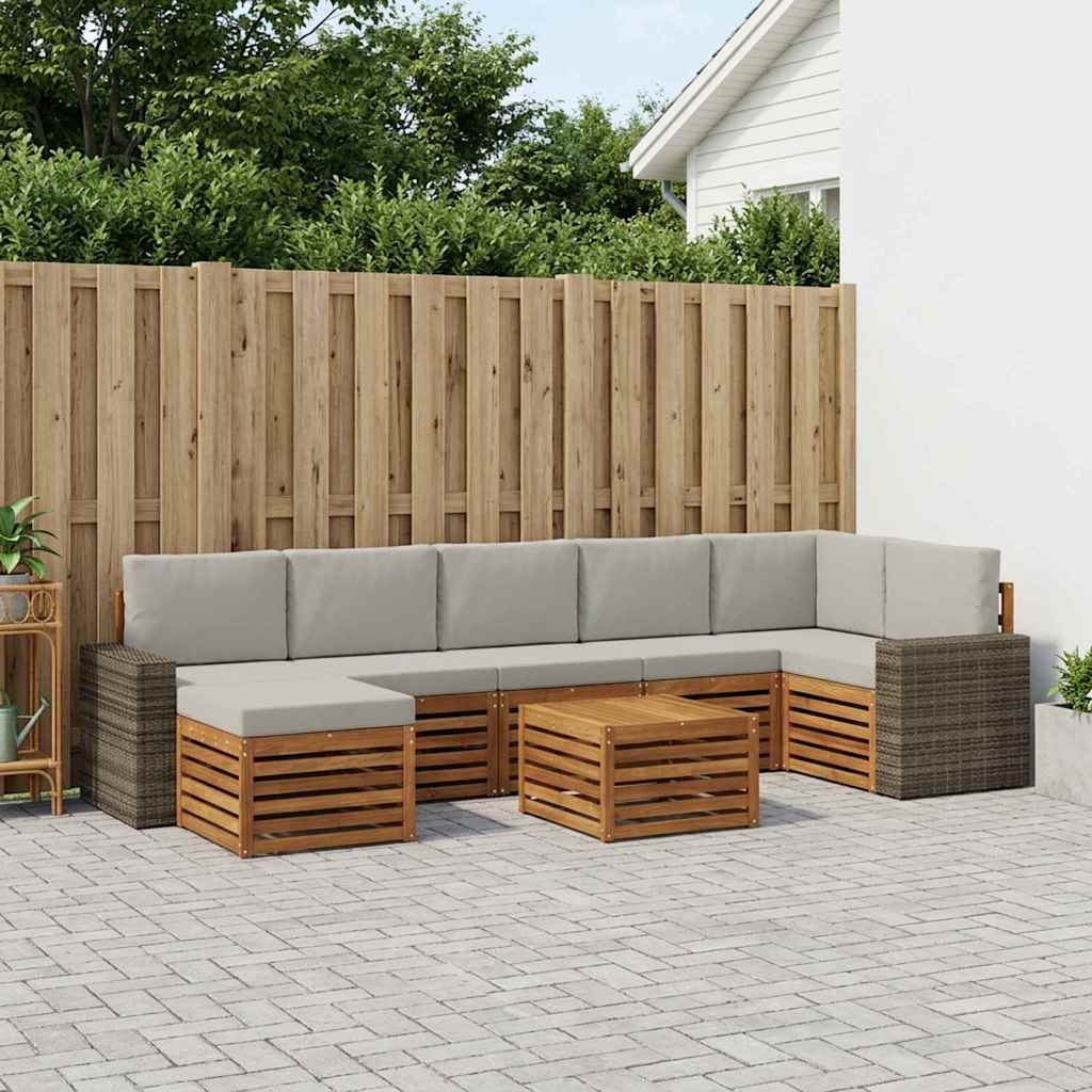 Buiten bankenset met kussen 8 pcs Naturel en lichtgrijs is nu te koop bij PeponiXL, paradijselijk wonen!