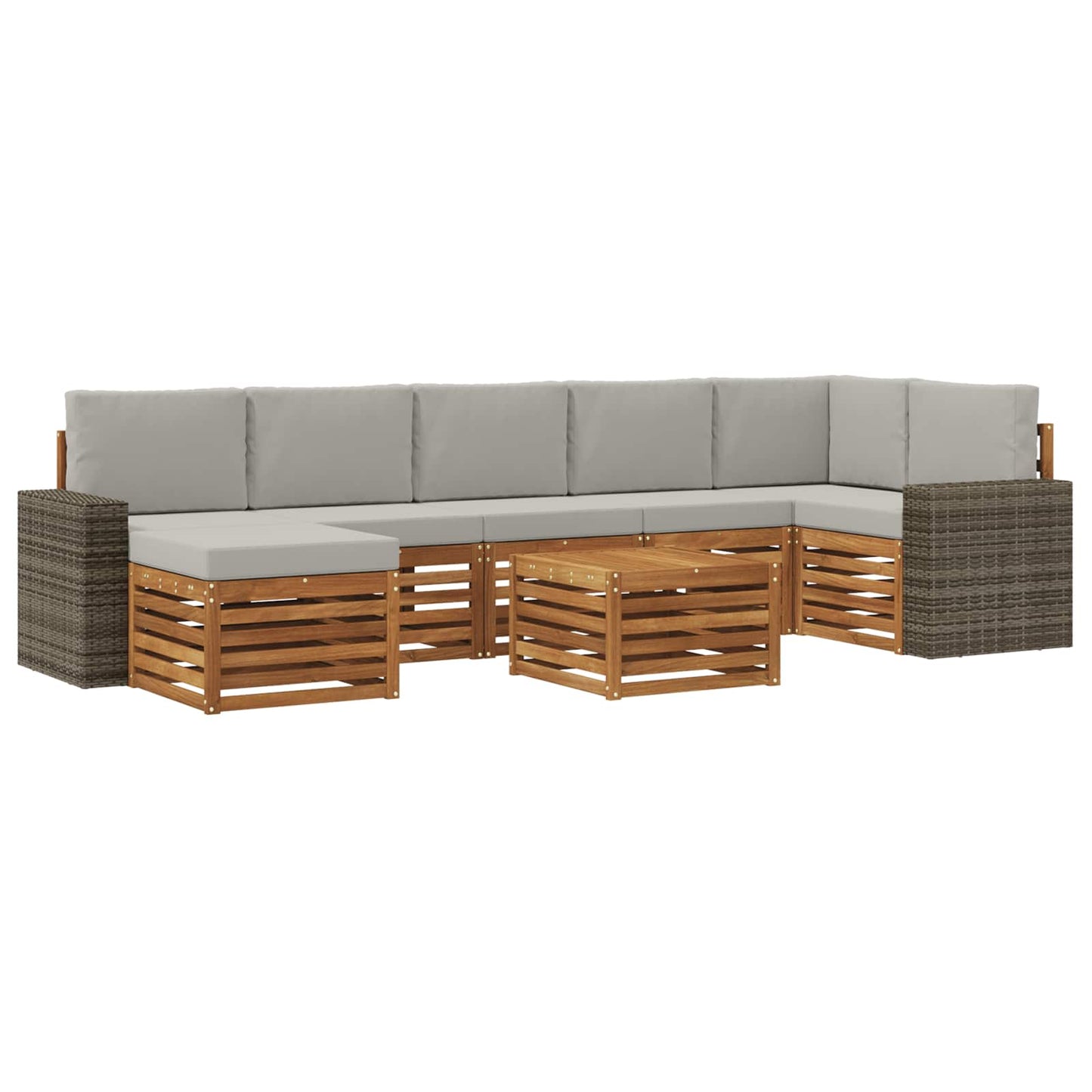 Buiten bankenset met kussen 8 pcs Naturel en lichtgrijs is nu te koop bij PeponiXL, paradijselijk wonen!