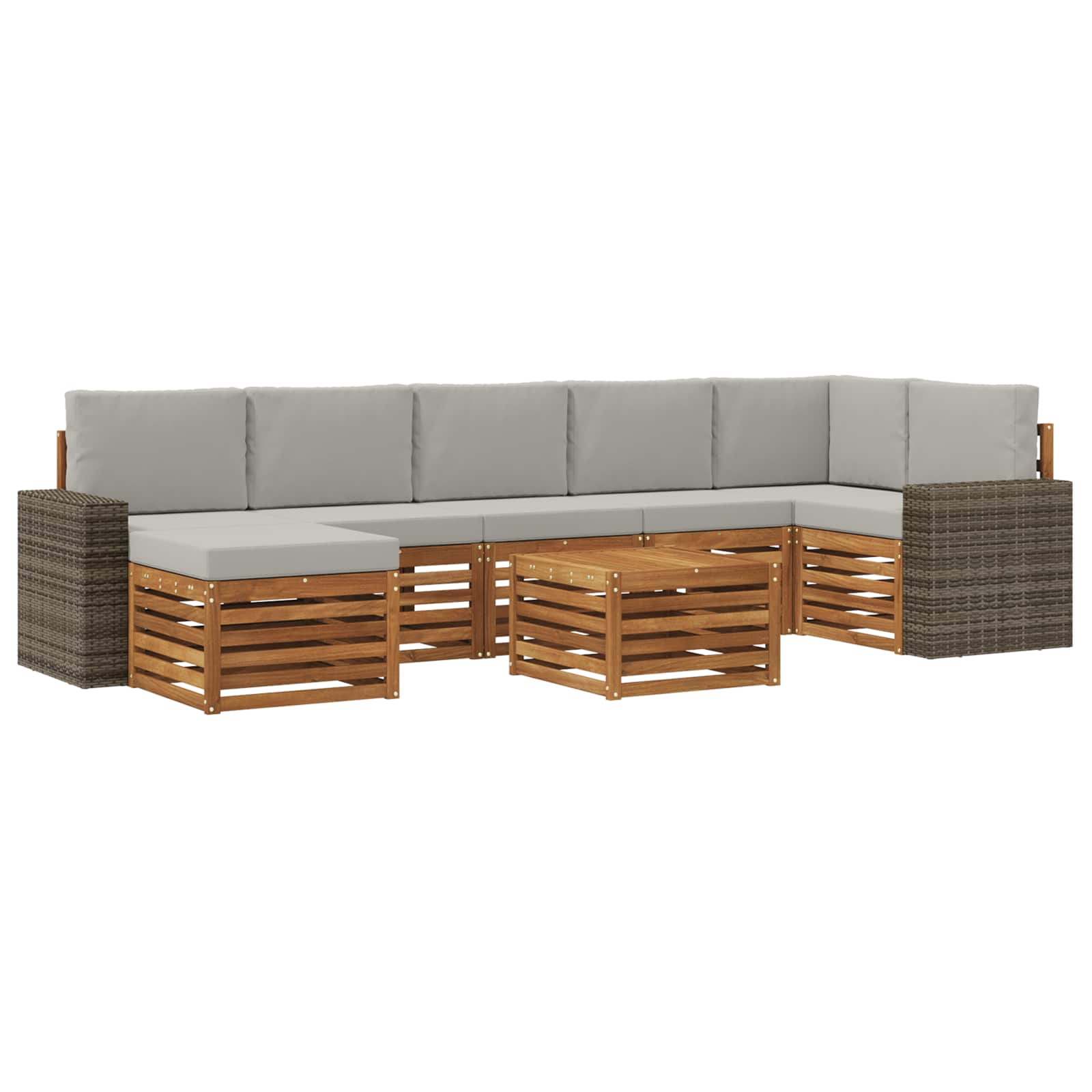 Buiten bankenset met kussen 8 pcs Naturel en lichtgrijs is nu te koop bij PeponiXL, paradijselijk wonen!