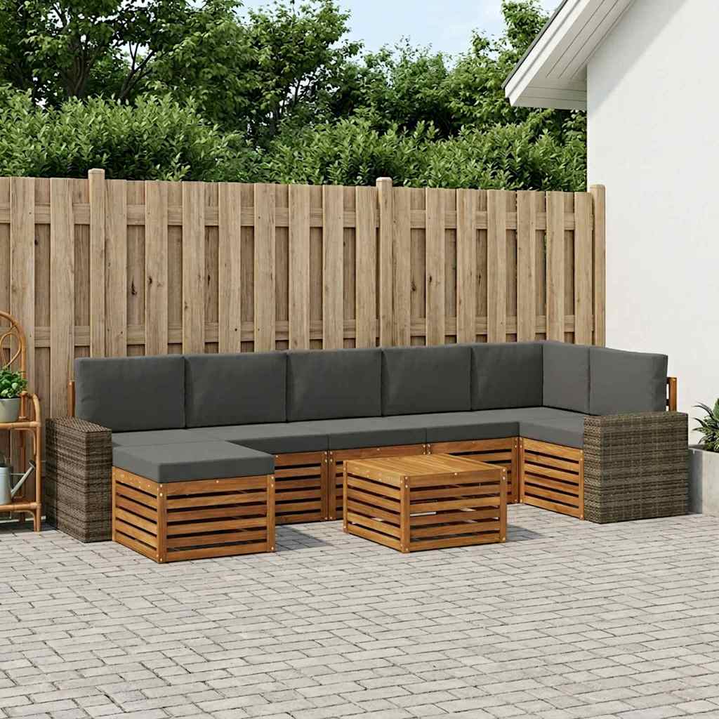 Buiten bankenset met kussen 8 pcs Natuurlijk en Antraciet is nu te koop bij PeponiXL, paradijselijk wonen!
