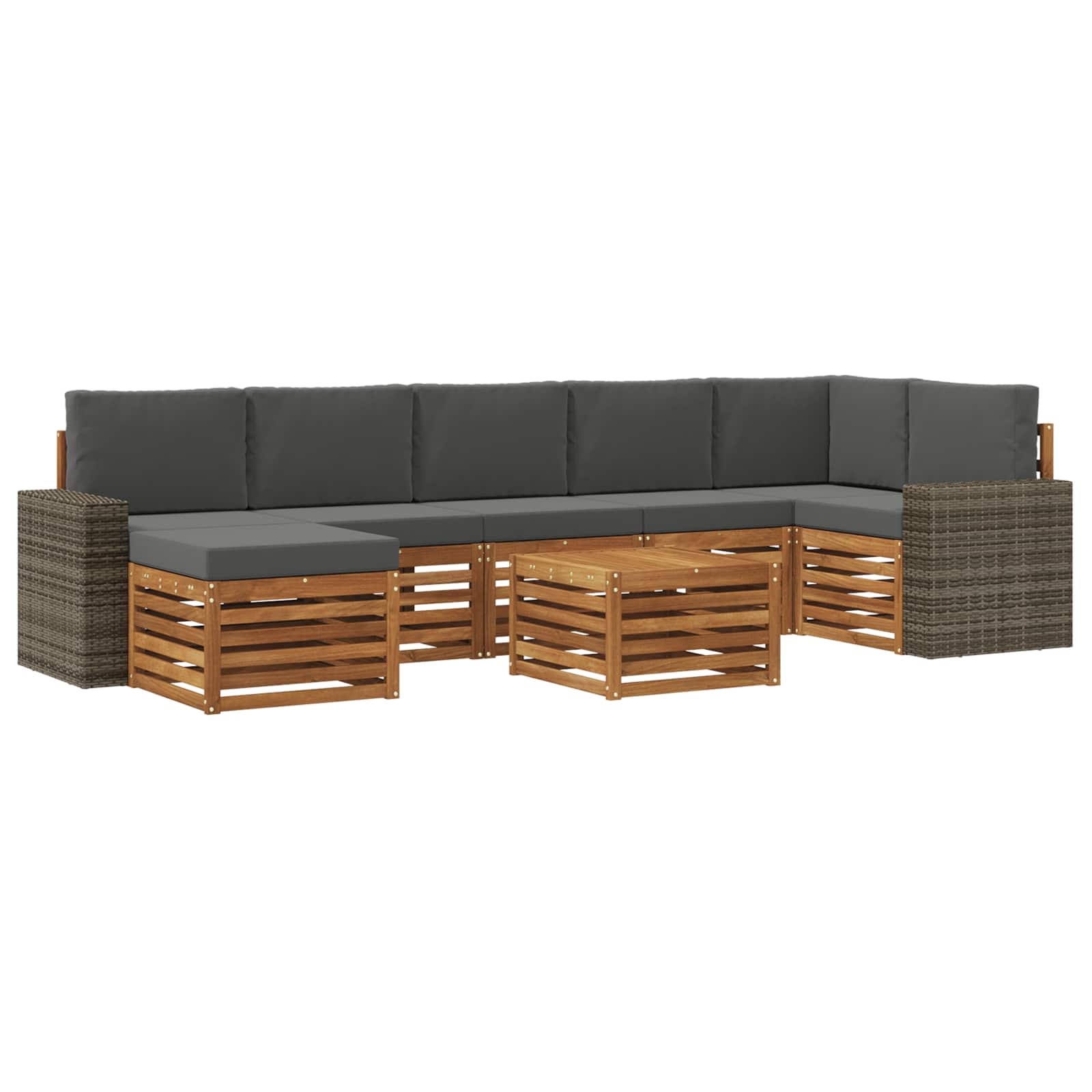 Buiten bankenset met kussen 8 pcs Natuurlijk en Antraciet is nu te koop bij PeponiXL, paradijselijk wonen!