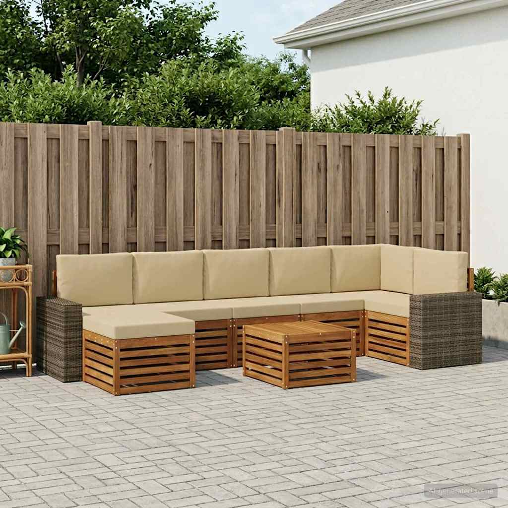 Buiten bankenset met kussen 8 pcs Natuurlijk en Beige is nu te koop bij PeponiXL, paradijselijk wonen!