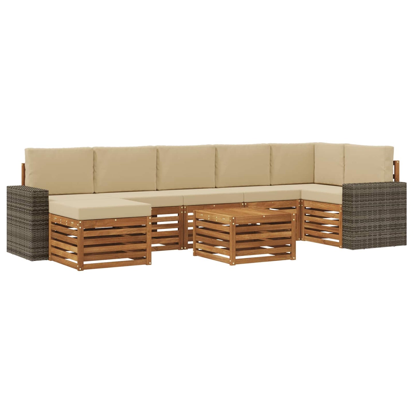 Buiten bankenset met kussen 8 pcs Natuurlijk en Beige is nu te koop bij PeponiXL, paradijselijk wonen!