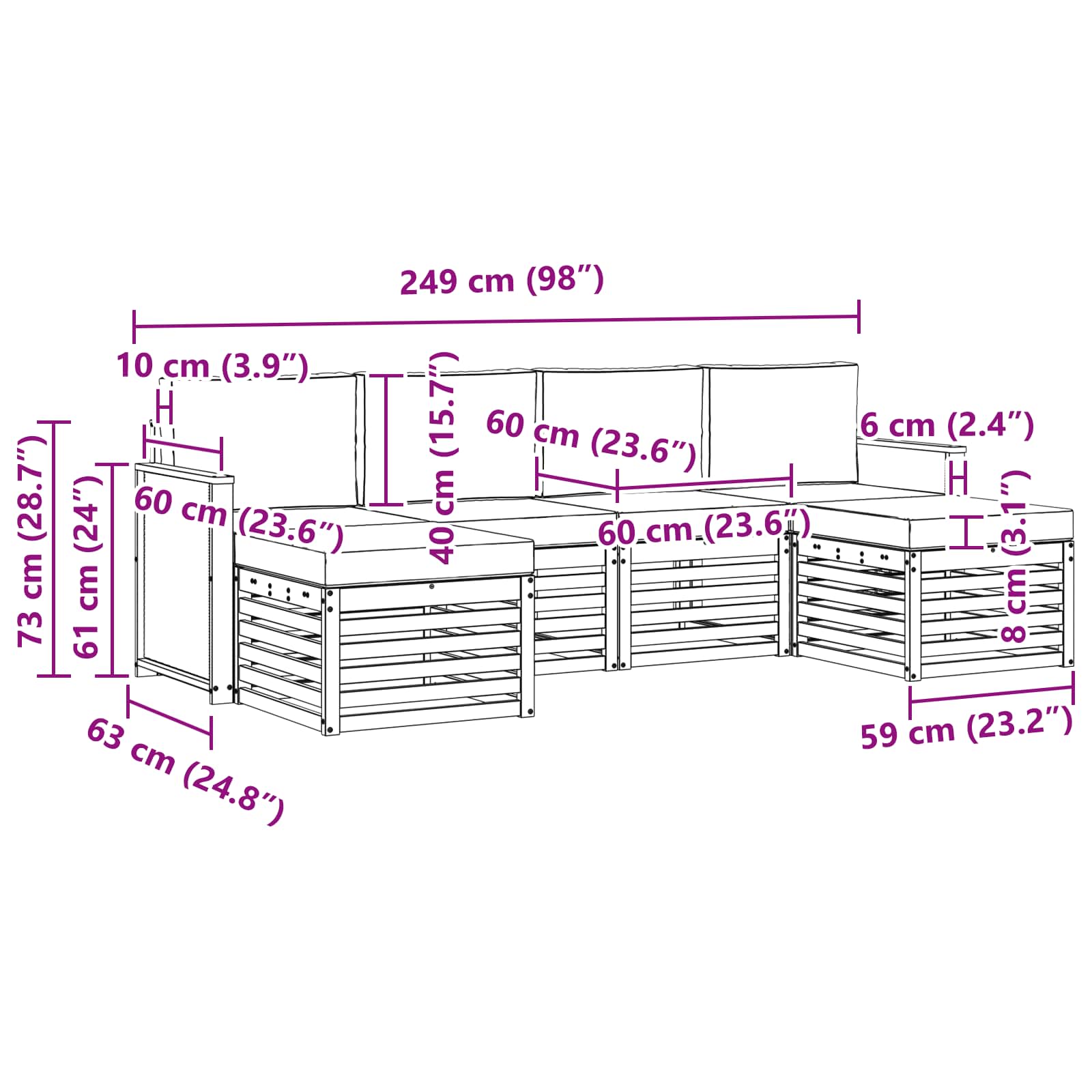Sofa-Sets Massief Acaciahout is nu te koop bij PeponiXL, paradijselijk wonen!