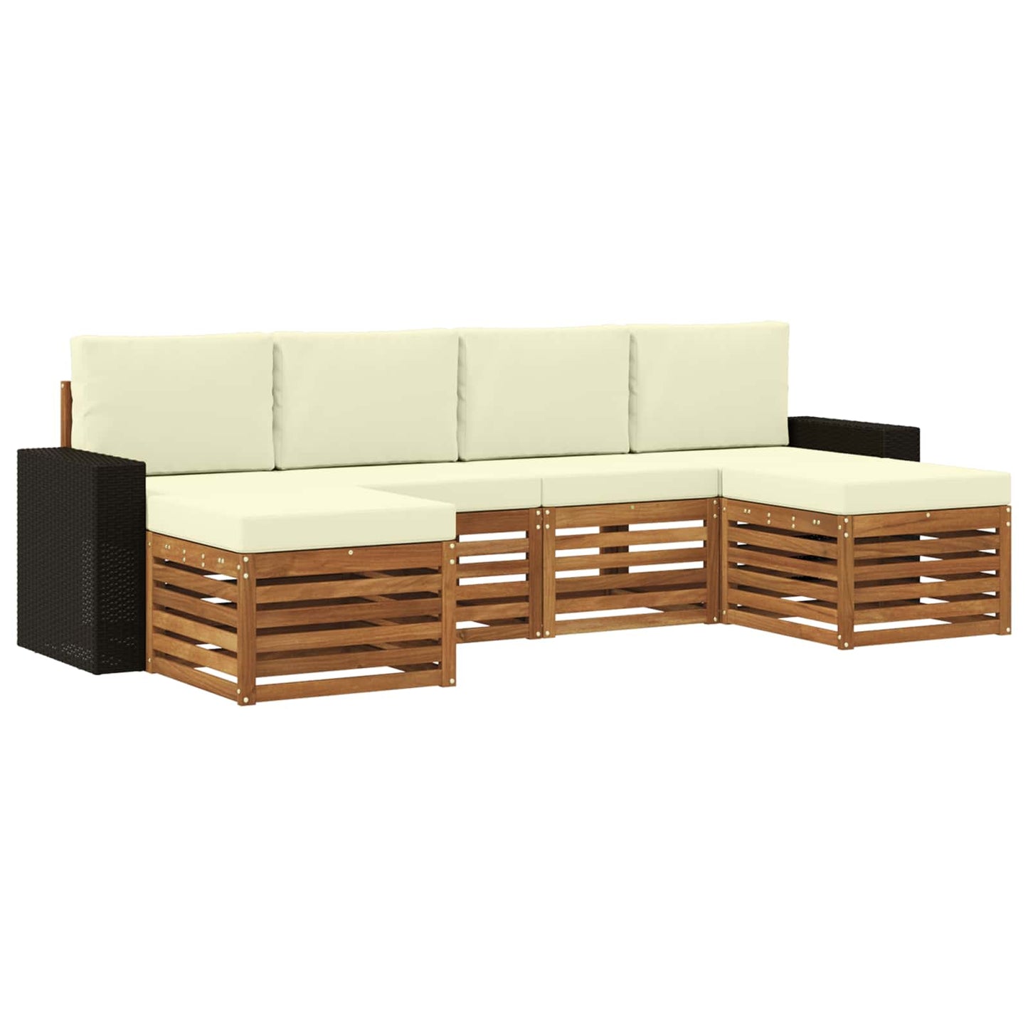 Sofa-Sets 6 pcs Natuurlijk en Crème Massief Acaciahout is nu te koop bij PeponiXL, paradijselijk wonen!