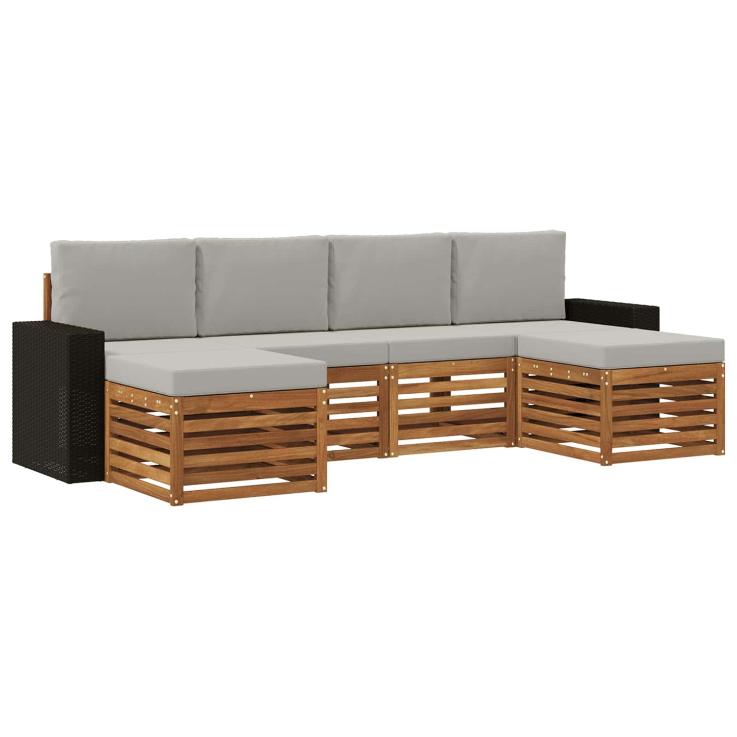 Sofa-Sets 6 pcs Naturel en lichtgrijs Massief Acaciahout is nu te koop bij PeponiXL, paradijselijk wonen!