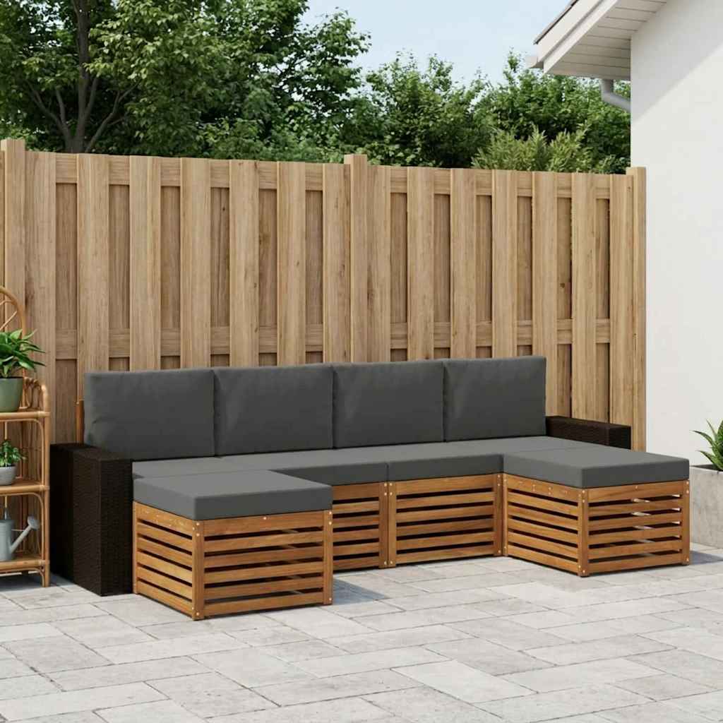 Sofa-Sets 6 pcs Natuurlijk en Antraciet Massief Acaciahout is nu te koop bij PeponiXL, paradijselijk wonen!