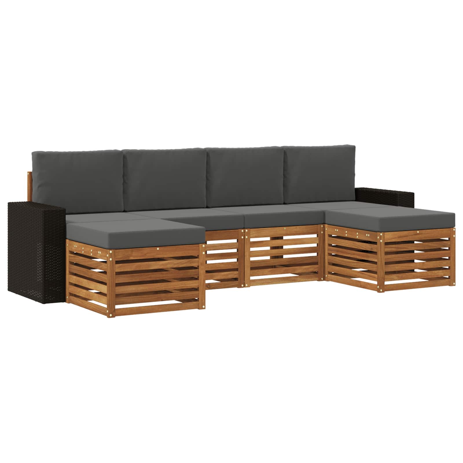 Sofa-Sets 6 pcs Natuurlijk en Antraciet Massief Acaciahout is nu te koop bij PeponiXL, paradijselijk wonen!