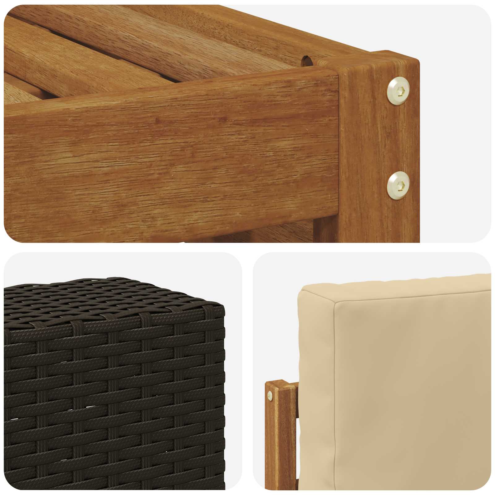 Sofa-Sets 6 pcs Natuurlijk en Beige Massief Acaciahout is nu te koop bij PeponiXL, paradijselijk wonen!