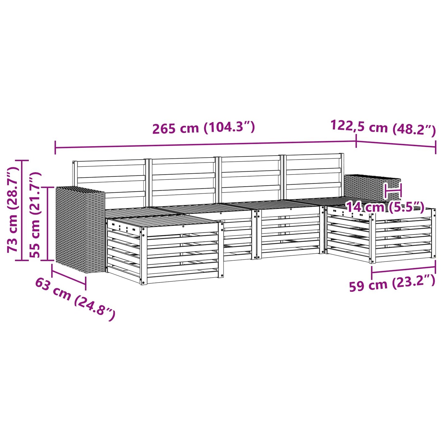 Sofa-Sets 6 pcs Naturel Massief Acaciahout is nu te koop bij PeponiXL, paradijselijk wonen!