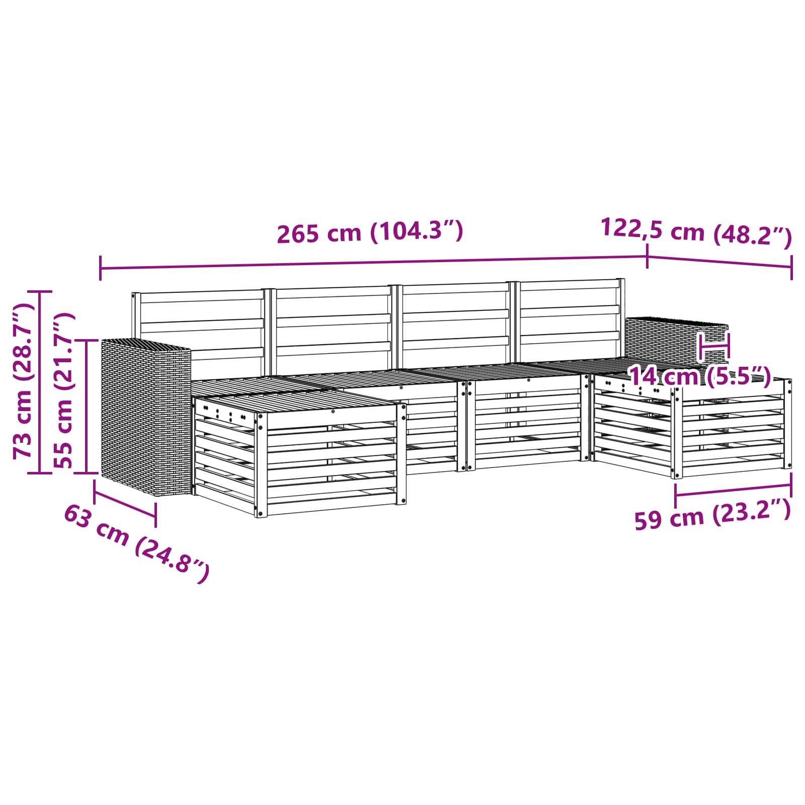 Sofa-Sets 6 pcs Naturel Massief Acaciahout is nu te koop bij PeponiXL, paradijselijk wonen!