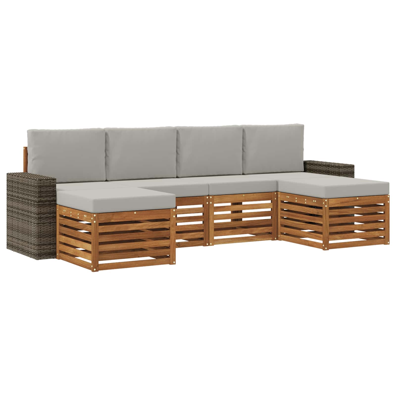 Sofa-Sets 6 pcs Naturel en lichtgrijs Massief Acaciahout is nu te koop bij PeponiXL, paradijselijk wonen!