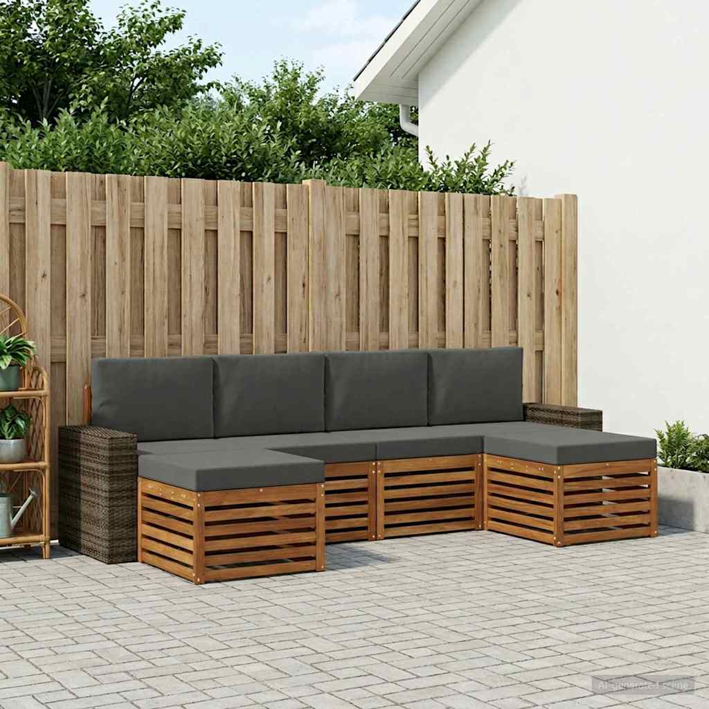 Sofa-Sets 6 pcs Natuurlijk en Antraciet Massief Acaciahout is nu te koop bij PeponiXL, paradijselijk wonen!
