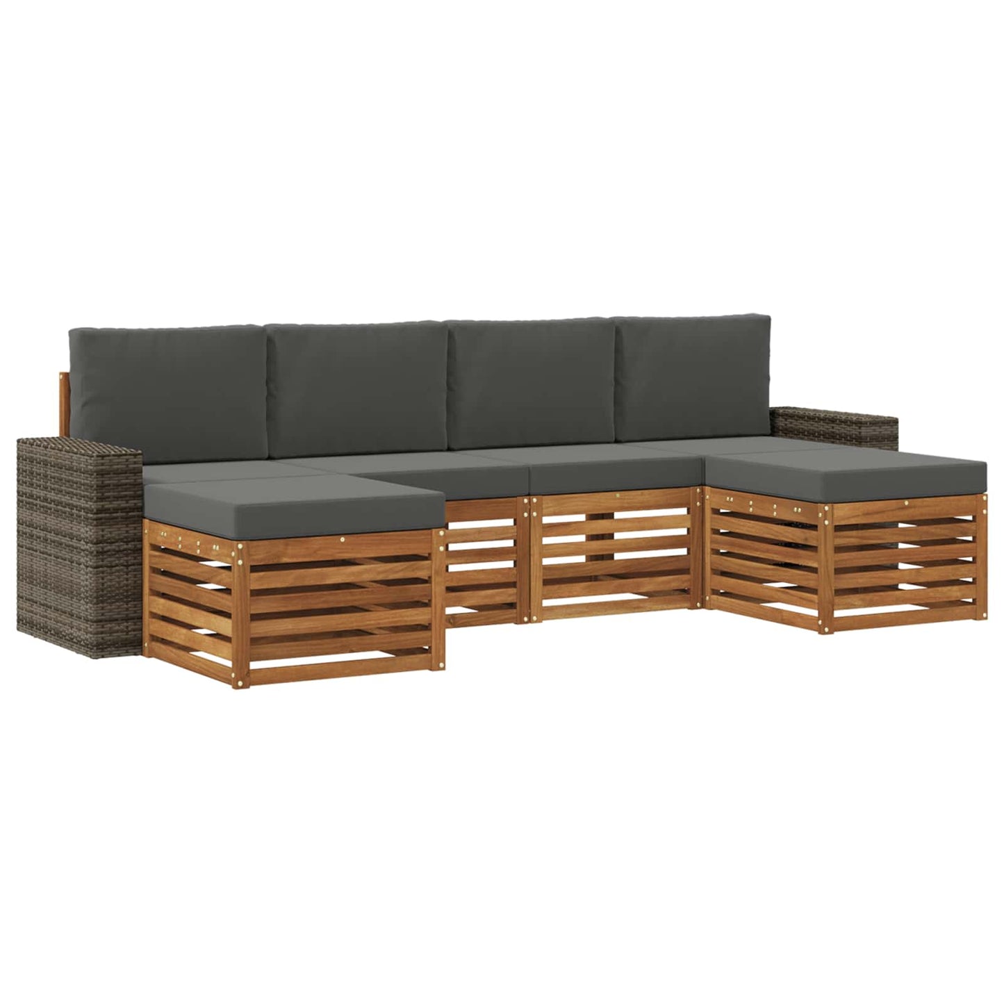 Sofa-Sets 6 pcs Natuurlijk en Antraciet Massief Acaciahout is nu te koop bij PeponiXL, paradijselijk wonen!