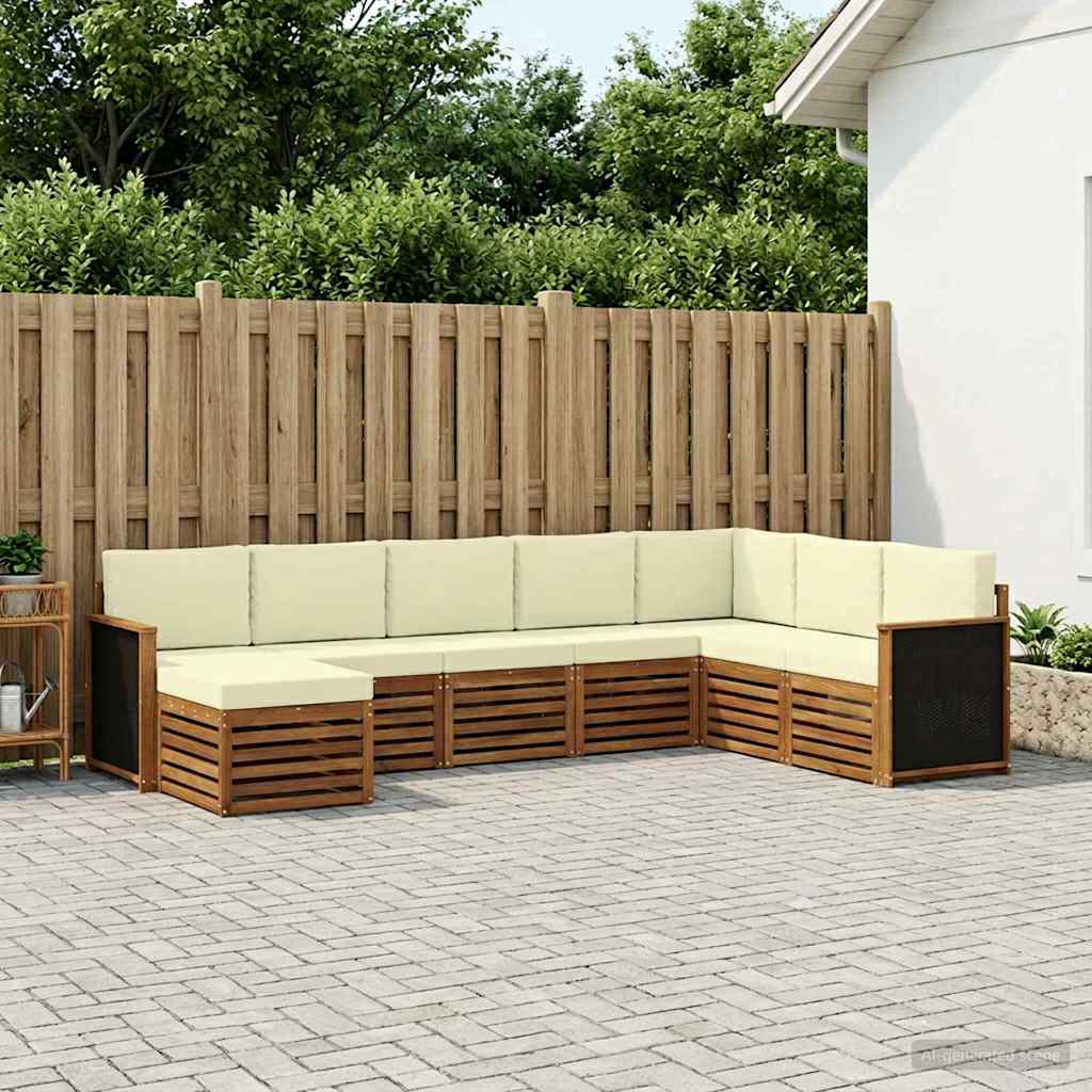 Buiten bankenset met kussen 6 pcs Natuurlijk en Crème is nu te koop bij PeponiXL, paradijselijk wonen!