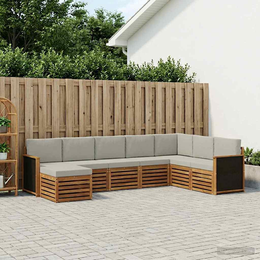 Buiten bankenset met kussen 6 pcs Naturel en lichtgrijs is nu te koop bij PeponiXL, paradijselijk wonen!