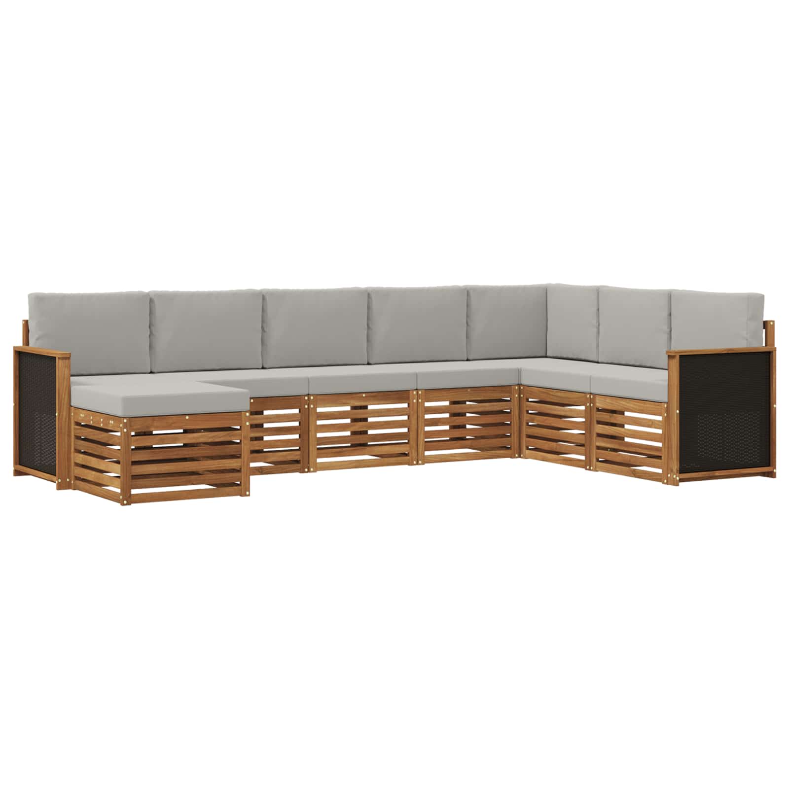 Buiten bankenset met kussen 6 pcs Naturel en lichtgrijs is nu te koop bij PeponiXL, paradijselijk wonen!