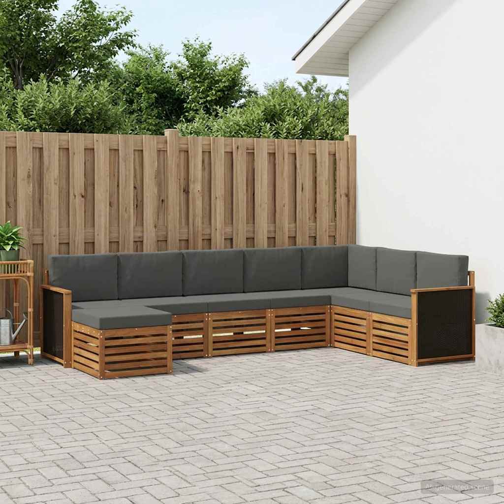 Buiten bankenset met kussen 6 pcs Natuurlijk en Antraciet is nu te koop bij PeponiXL, paradijselijk wonen!