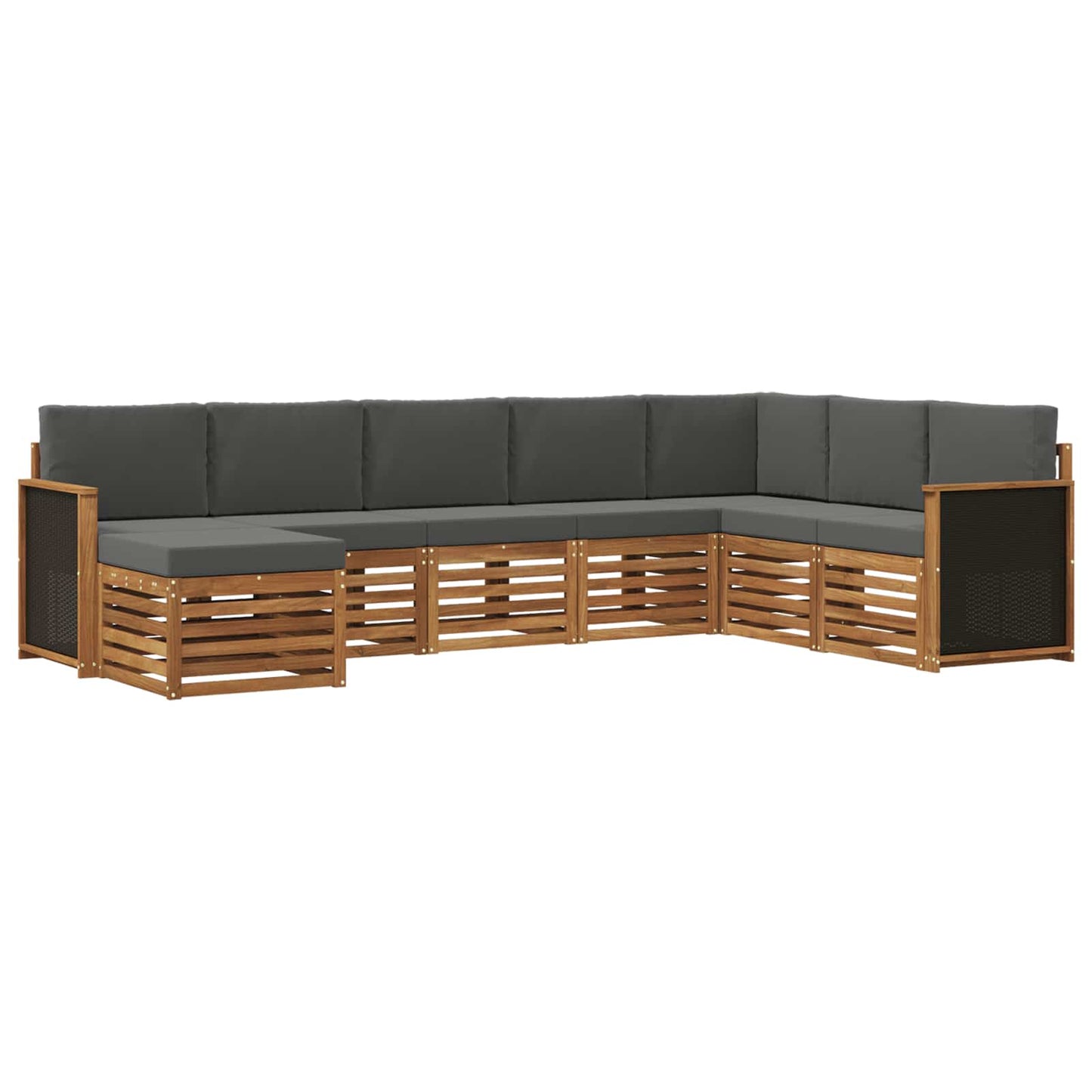 Buiten bankenset met kussen 6 pcs Natuurlijk en Antraciet is nu te koop bij PeponiXL, paradijselijk wonen!