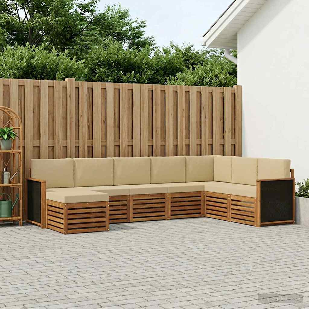 Buiten bankenset 6 pcs Naturel Massief Acaciahout en Polyester is nu te koop bij PeponiXL, paradijselijk wonen!