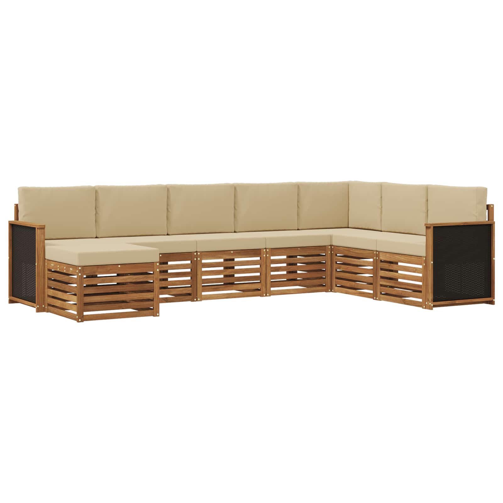 Buiten bankenset 6 pcs Naturel Massief Acaciahout en Polyester is nu te koop bij PeponiXL, paradijselijk wonen!