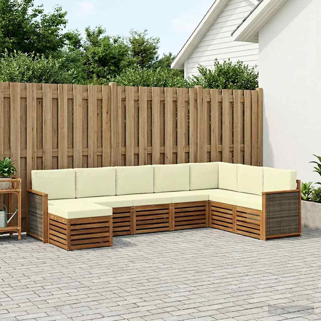 Buiten bankenset met kussen 6 pcs Natuurlijk en Crème is nu te koop bij PeponiXL, paradijselijk wonen!