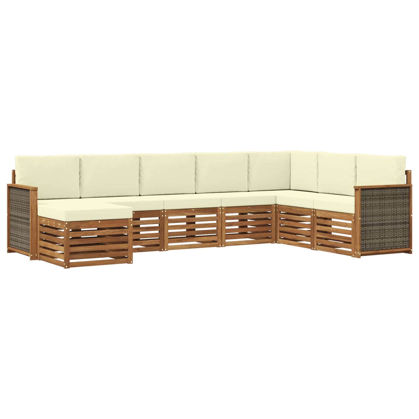 Buiten bankenset met kussen 6 pcs Natuurlijk en Crème is nu te koop bij PeponiXL, paradijselijk wonen!