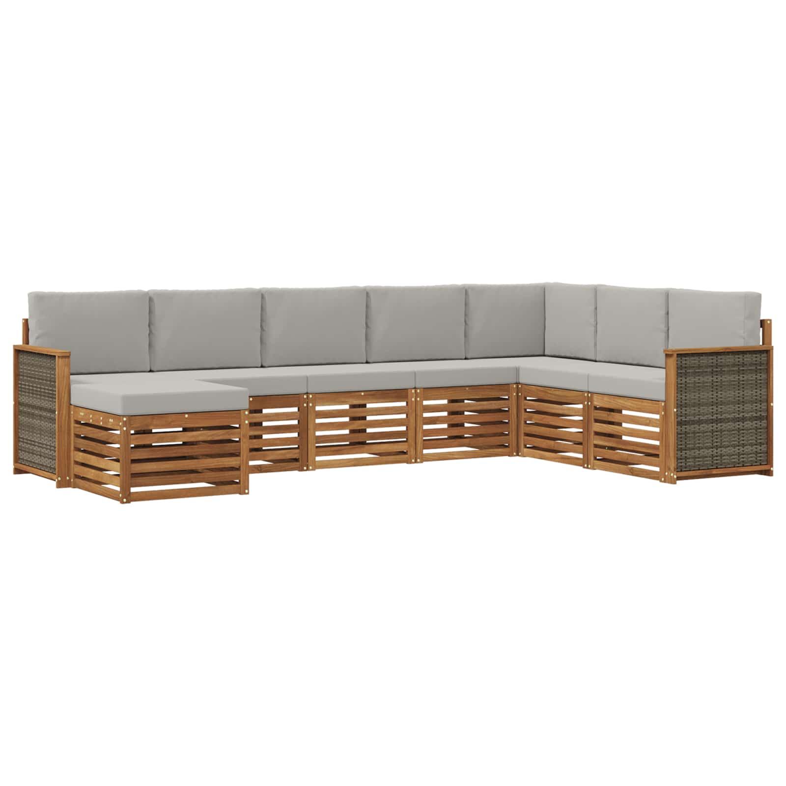 Buiten bankenset met kussen 6 pcs Naturel en lichtgrijs is nu te koop bij PeponiXL, paradijselijk wonen!