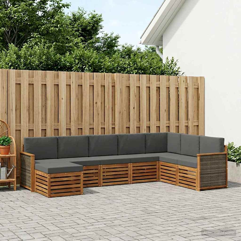 Buiten bankenset met kussen 6 pcs Natuurlijk en Antraciet is nu te koop bij PeponiXL, paradijselijk wonen!